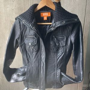 Michael Kors calf leather moto jacket